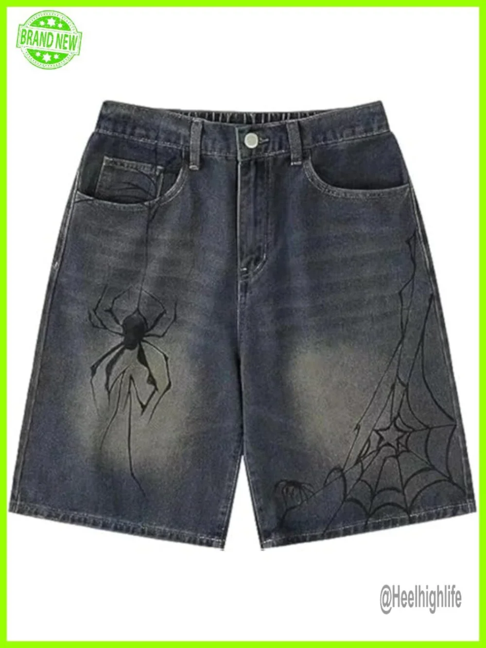 Baggy Vintage Acid Wash Jean Shorts Wide Leg Y2K Grunge Streetwear